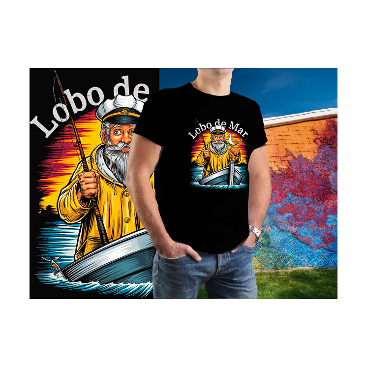 Nuestra camiseta 'Lobo de Mar' es la elección ideal para los amantes del mar y la aventura.